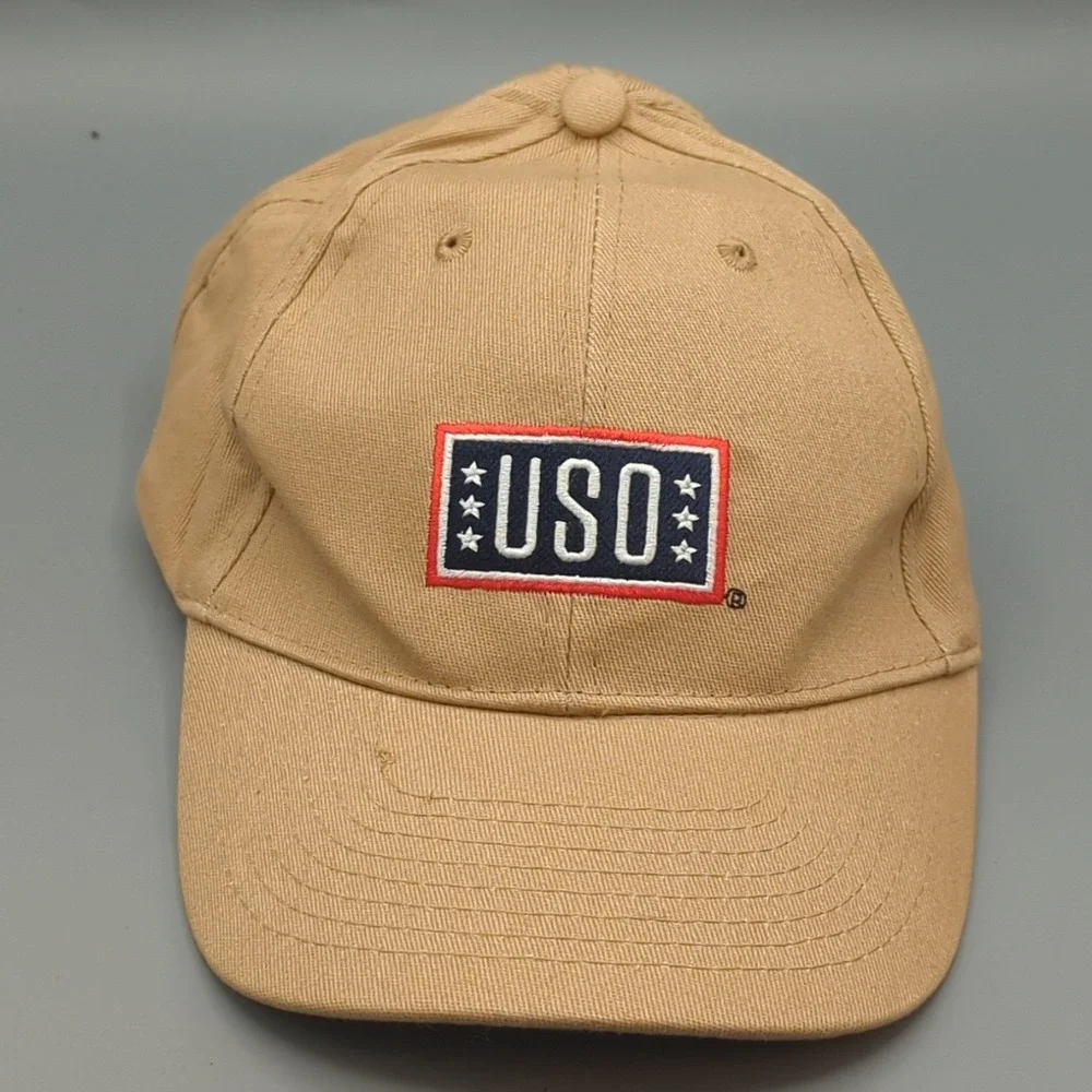 USO Support Our Heroes Baseball Cap Hat Ball Tan United Service Organization